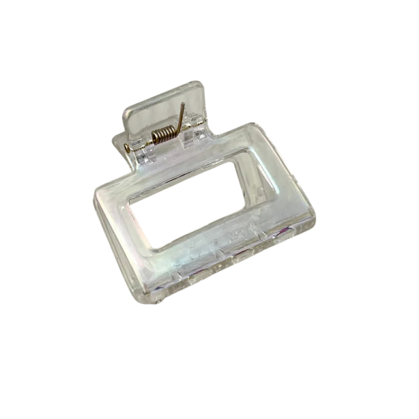 Clema de păr de lux pentru femei, rectangulară, transparentă, holografică, elegantă, cu prindere fermă, pentru toate tipurile de păr, accesoriu modern 1