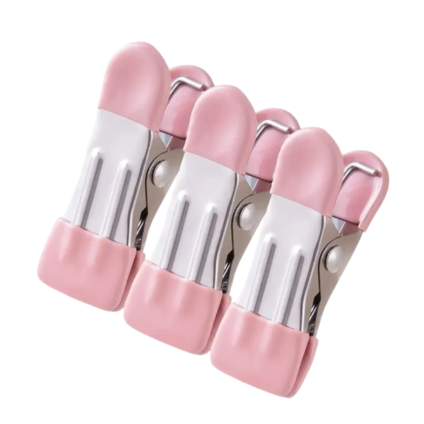 Clești de rufe din oțel inoxidabil, 10 buc., 5,5 x 2,3 cm. Clești de rufe rezistenți cu deschidere de 2 cm. Clești metalici pentru uscat rufe. Rezistente la vânt și puternice. roz