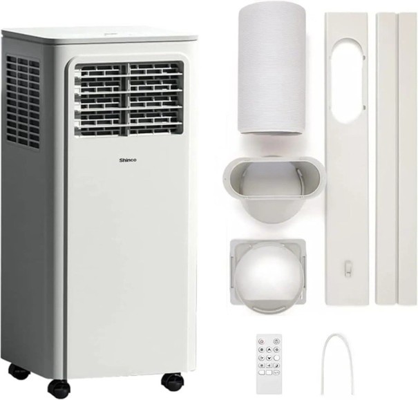 Climatizzatore mobile su ruote 7000 BTU con timer di 24 ore e temperatura regolabile da 16 a 32°C per il raffreddamento di ambienti abitativi 1
