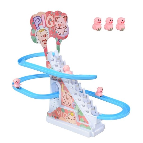 Climbing Stairs with Slide and Three Animals pink