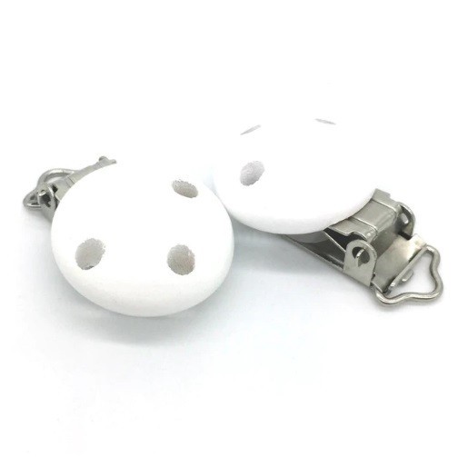 Clip en bois pour tétine J3143 blanc