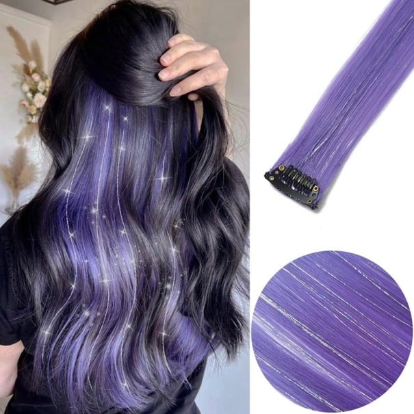 Clip-in haarlok synthetisch Verlenging en verdikking van het kapsel 55 cm Bevestiging met een speld zonder lijm Accessoire voor feesten 7