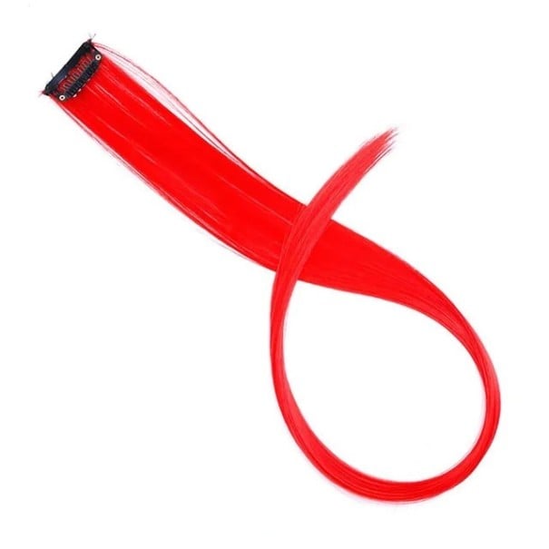 Clip in păr sintetic 55 cm din fibră rezistentă la temperaturi ridicate, șuviță roșie pentru extensii de păr și coafuri feminine