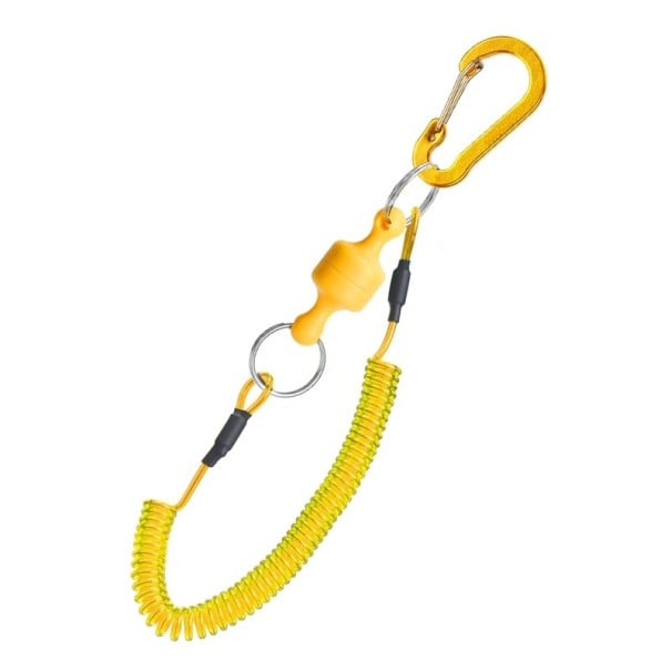 Clip magnético de pesca com mosquetão e mola de segurança max. 150 cm Suporte magnético forte para utensílios de pesca Clip de libertação amarelo