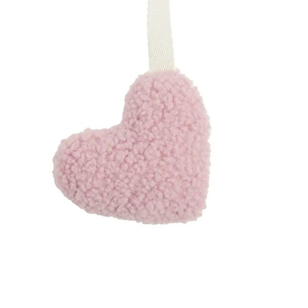 Clip para chupete para recién nacidos Corazón con cinta textil 26 x 12 cm Algodón Soporte para chupetes para bebés Para cochecito y cuna rosa