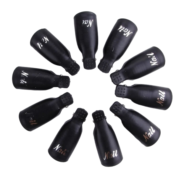 Clipe de plástico colorido para unhas para remoção de verniz gel UV Acessório para remoção de unhas artificiais 10 unidades preto