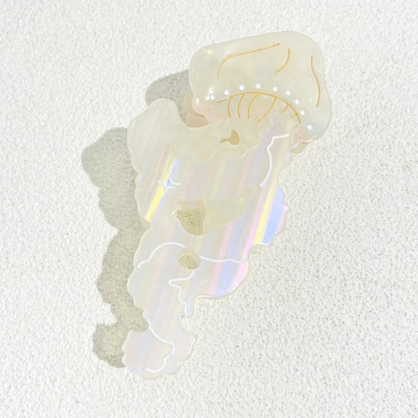 Clips de cabelo em forma de duas águas-vivas Design decorativo Acessório de cabelo original Para mulheres e raparigas Para uso diário branco