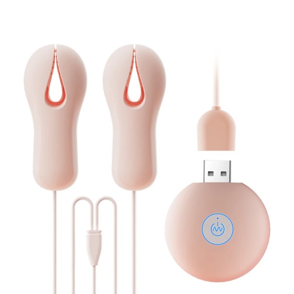 Clips de silicone vibratórios para mamilos com controlo remoto em forma de pregadores 10 modos de vibração embalagem discreta Nude