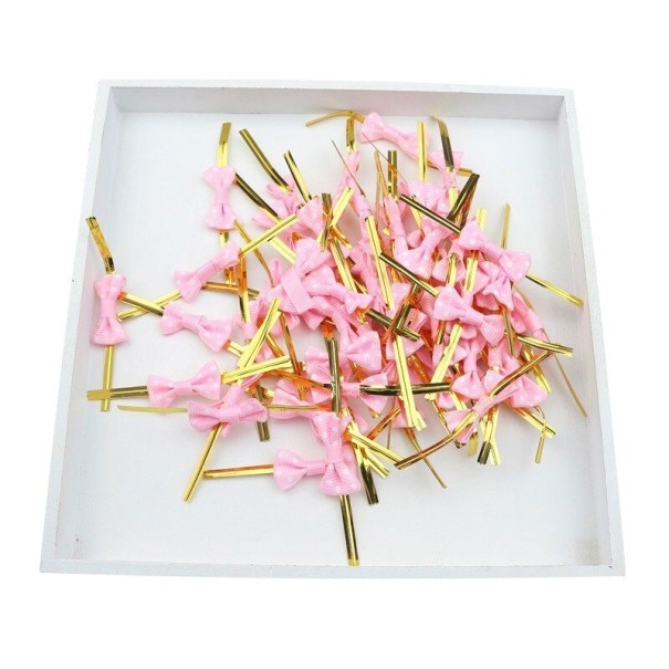 Clips para bolsas con cinta 100 uds. rosa