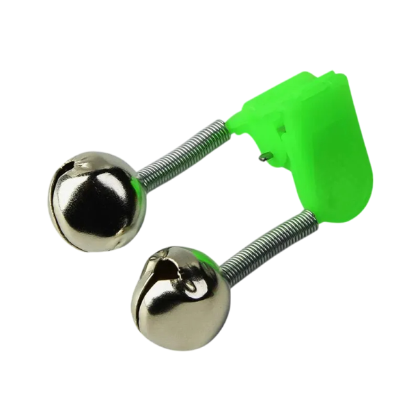 Cloche de pêche avec clip vert en plastique pour canne 5 pcs Alerteur sonore pour la pêche Fixation facile Maintien solide sur la canne 1
