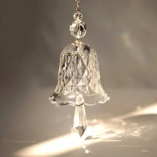 Clopot de cristal tăiat suspendat, efect decorativ de lumină, variantă transparentă și curcubeu, ornament suspendat interior transparent