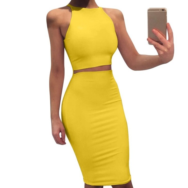 Clorinda kétrészes ruha sárga M