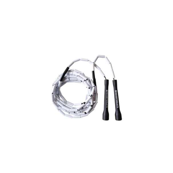Coardă de sărit 115 g cu piese colorate dure și miez de nailon de 3 mm, 2,9 m, ajutor pentru sărituri pentru antrenament de fitness și sărituri alb