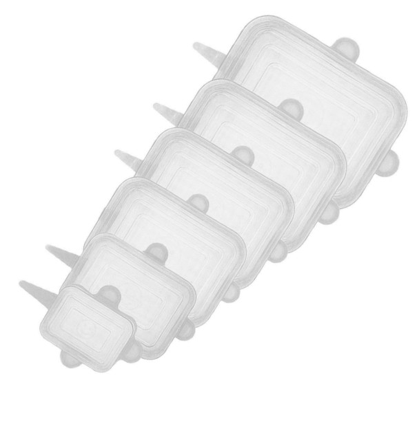 Cobrimentos retangulares de silicone para tigelas 6 pcs branco