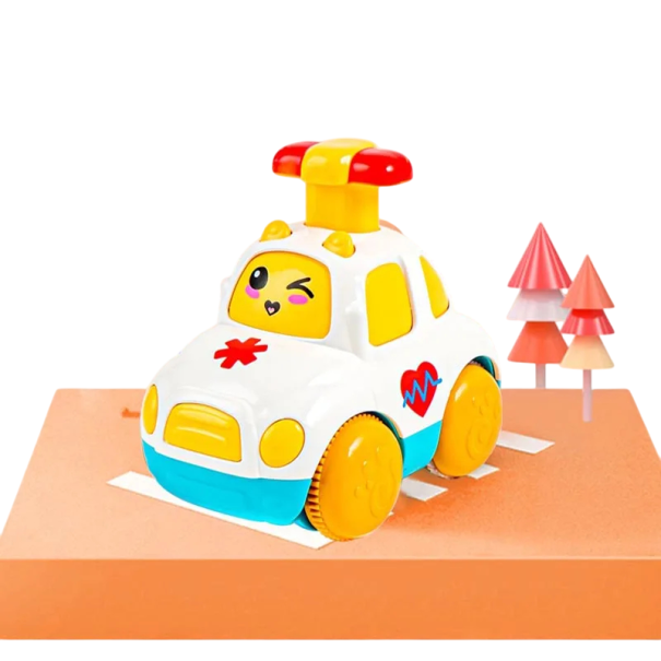 Coche de rescate 10,5 x 6,5 x 9,5 cm para niños Sin pilas Bomberos Ambulancia Policía Divertidos coches de rescate blanco
