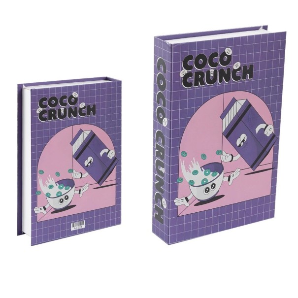 Coco Crunch Hamis könyv dekoráció Neotevřená könyv utánzat Játékos retro dizájn gabonapehely mintával Stílusos lakberendezési kiegészítő 1