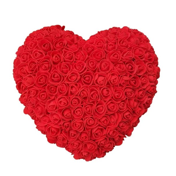 Cœur en roses artificielles 18 cm Décoration florale faite à la main Cadeau romantique Saint-Valentin Anniversaire Ornement floral de luxe Décoration intérieure élégante rouge