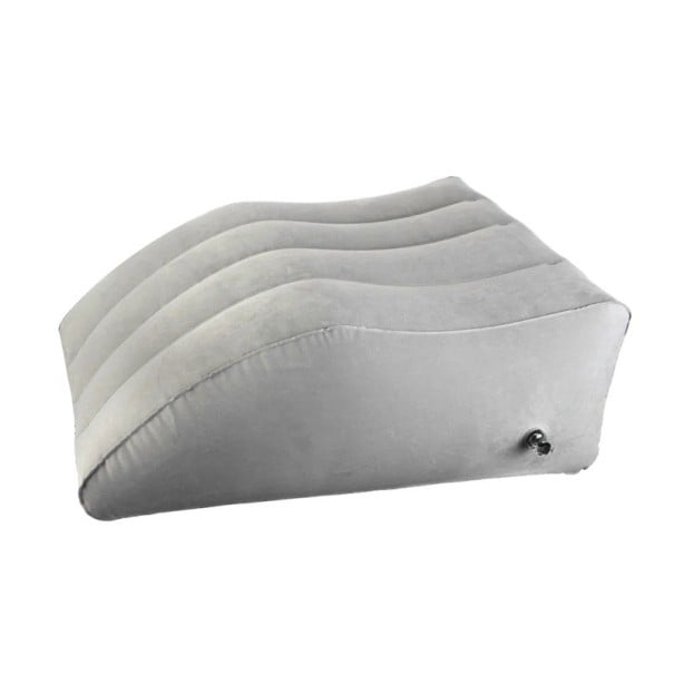Cojín inflable en forma de cuña para piernas y espalda Gris PVC Cojín portátil para dormir Viajes Camping Soporte para rodillas Cabeza y portátil 1