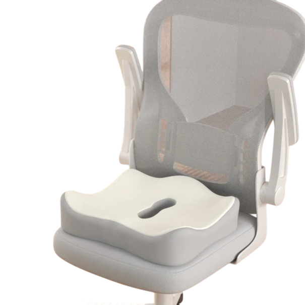 Cojín ortopédico para el coxis 40 x 33 x 4 cm de espuma viscoelástica Asiento ergonómico para aliviar la presión y el dolor al sentarse blanco