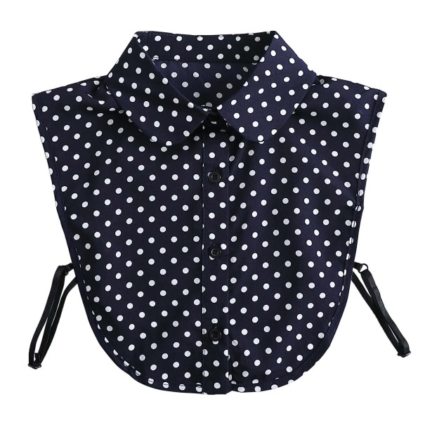 Col factice pour femmes à pois Pointes arrondies Col amovible élégant Col décoratif pour pull blouse robe noir