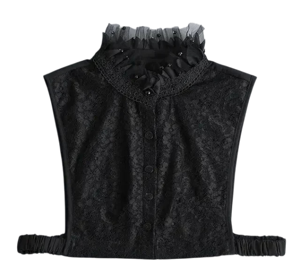 Col faux pour femmes Col montant en dentelle Col décoratif amovible Élégant accessoire pour pull blouse robe noir