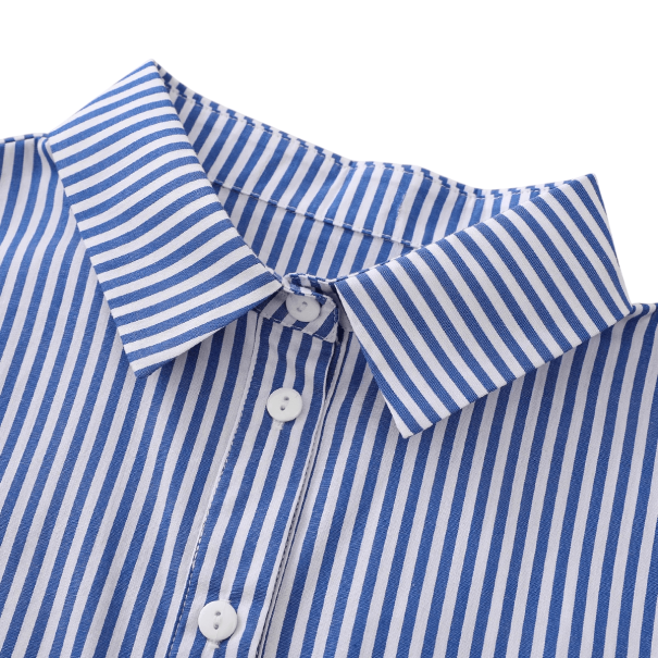 Col faux pour femmes rayé Col amovible Col décoratif élégant pour pull blouse robe Accessoire de mode bleu