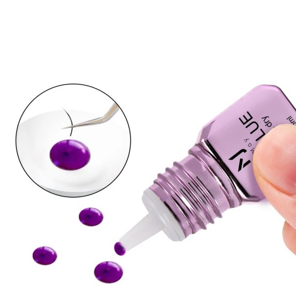 Cola UV para pestanas 5 ml 1s de secagem rápida Cola profissional para extensão de pestanas com lâmpada UV À prova de água roxo