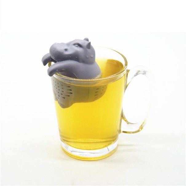 Colador de té de silicona con forma de hipopótamo 1