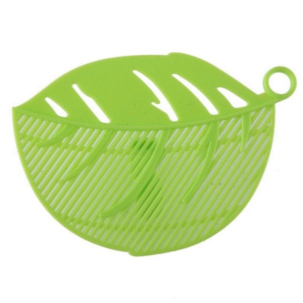 Colador en forma de hoja verde