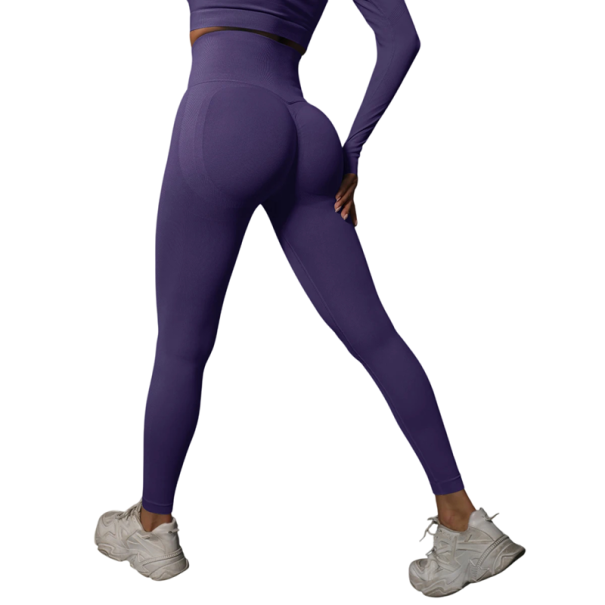 Colanți sport fără sudură cu talie înaltă, cu efect push-up, pentru femei, colanți de fitness pentru exerciții, pantaloni sport elastici violet S