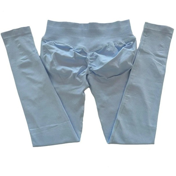 Colanți sport pentru femei, fără sudură, cu talie joasă, elastici, pentru yoga și fitness, pantaloni strâmți confortabili pentru mișcare liberă albastru deschis S