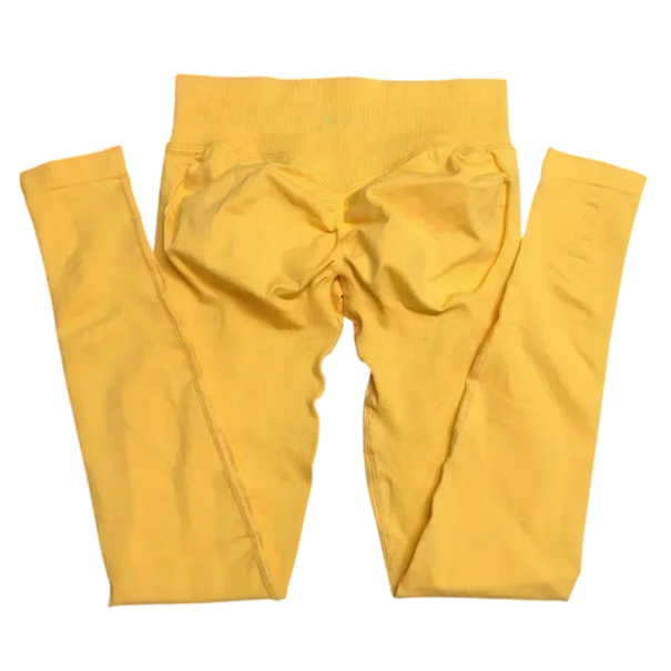 Colanți sport pentru femei, fără sudură, cu talie joasă, elastici, pentru yoga și fitness, pantaloni strâmți confortabili pentru mișcare liberă muştar M