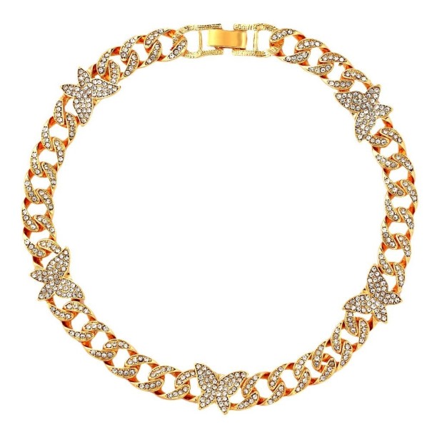Colar choker feminino com borboletas dourado 1