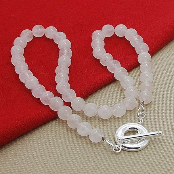 Colar de Pérolas Feminino G594 rosa claro