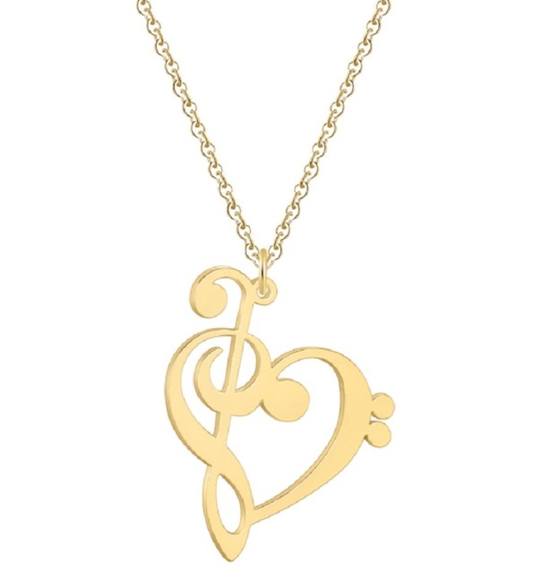 Colar feminino clave de sol dourado