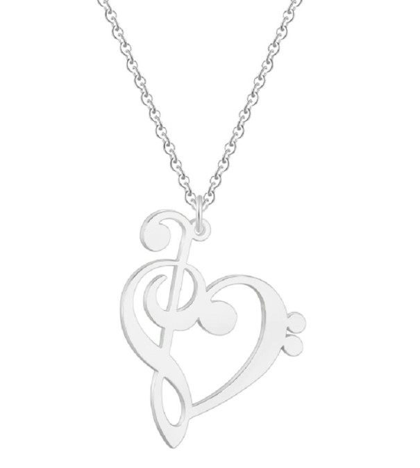 Colar feminino clave de sol prateado