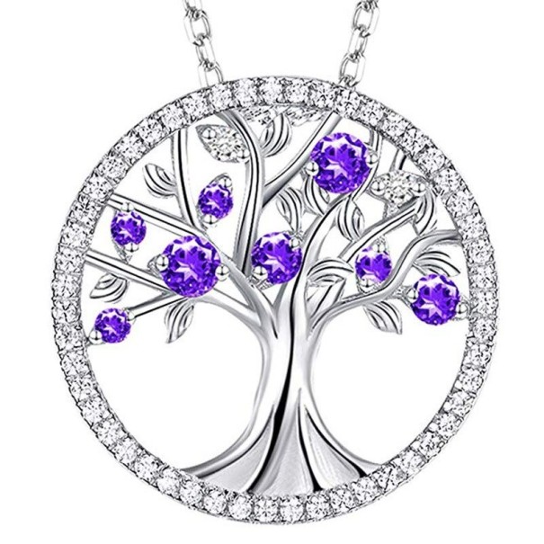 Colar feminino com árvore da vida D699 roxo