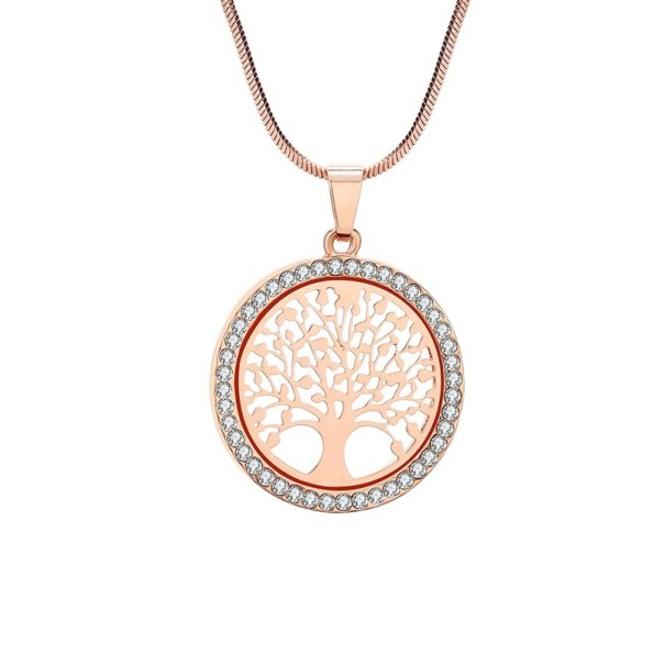 Colar feminino com árvore G744 rosa