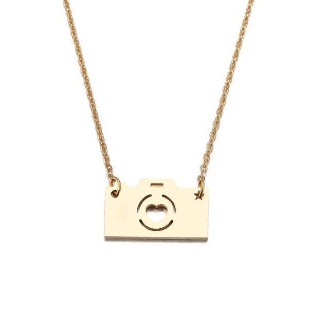 Colar feminino com câmara dourado