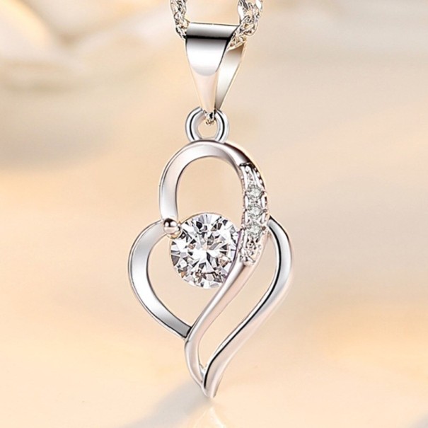 Colar feminino com coração D426 branco