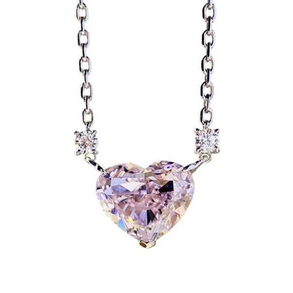 Colar feminino com coração D746 rosa
