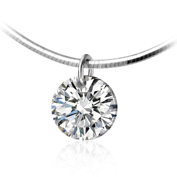 Colar feminino com cristal M106 prateado