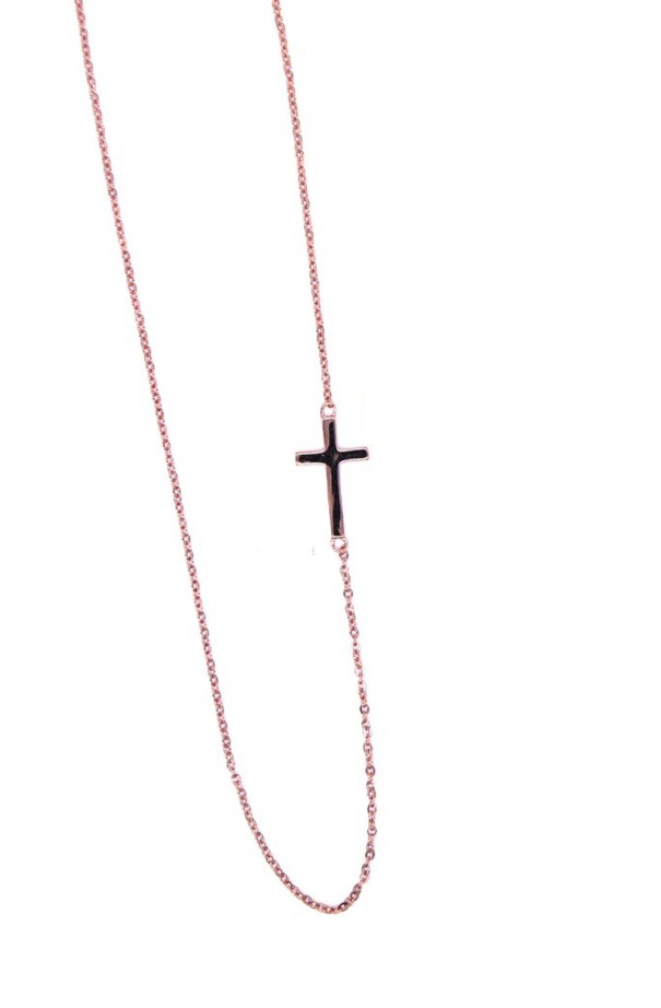 Colar feminino com cruz rosa