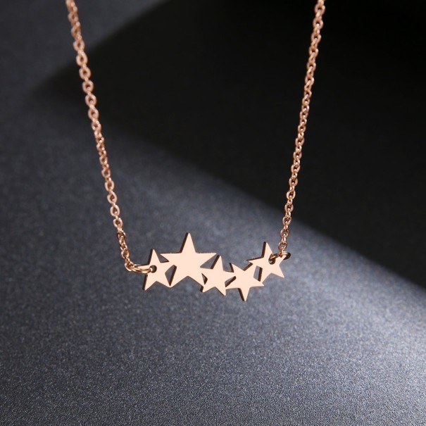 Colar feminino com estrelas D279 rosa velho
