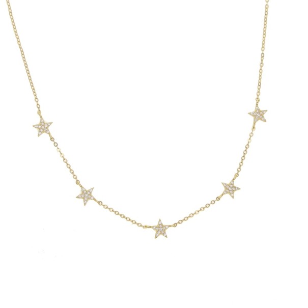 Colar Feminino com Estrelas M22 dourado