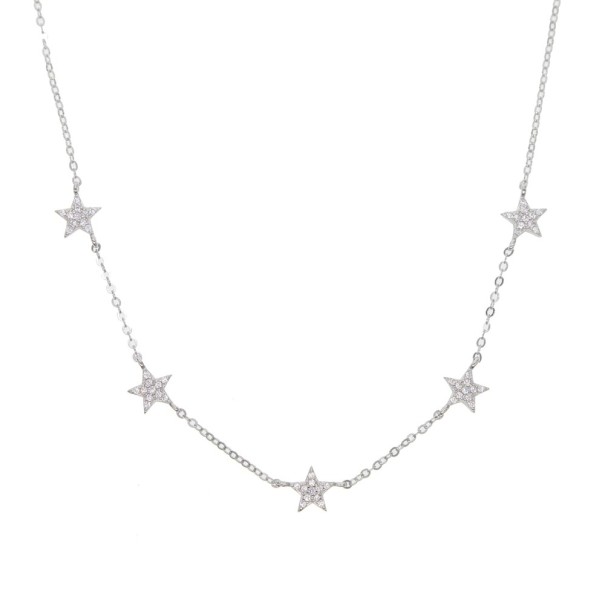 Colar Feminino com Estrelas M22 prateado