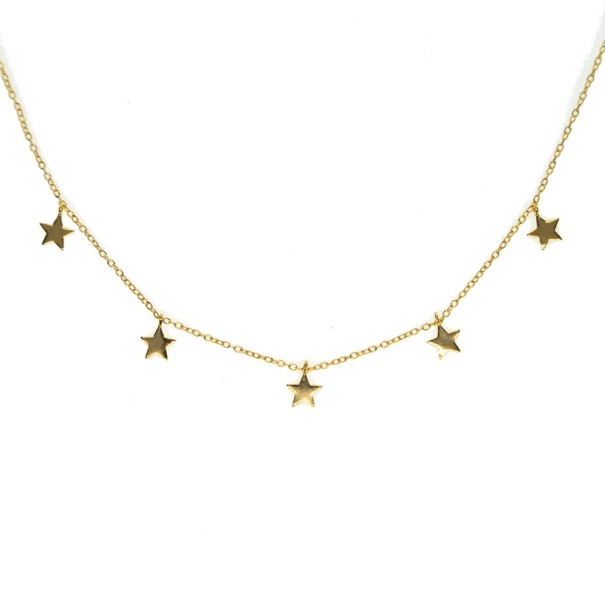Colar feminino com estrelas M93 dourado