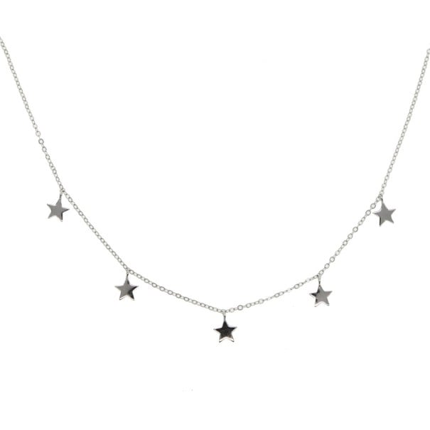 Colar feminino com estrelas M93 prateado