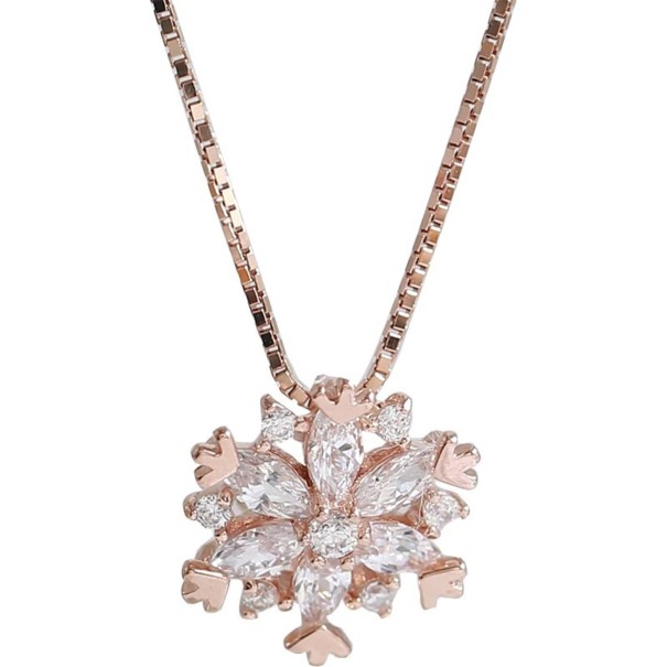 Colar feminino com floco rosa