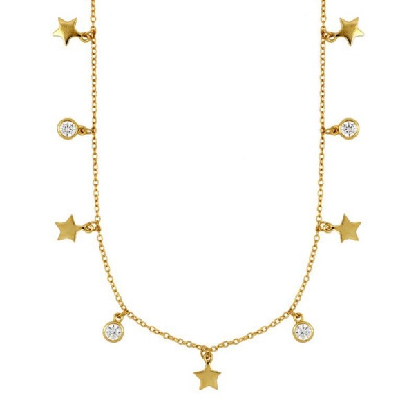 Colar feminino com pedras e estrelas dourado